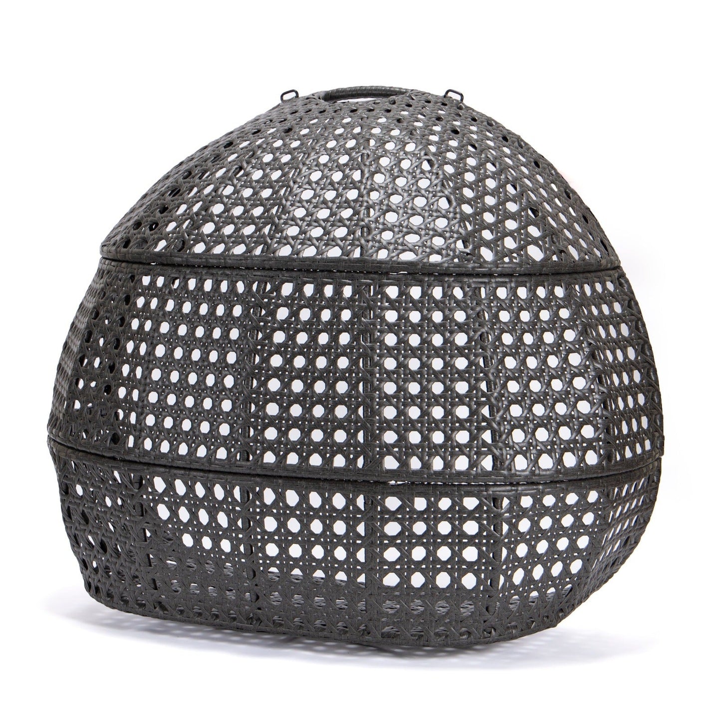 Wicker Hanging Double Egg Charcoal Swing Chair with an Iron Base