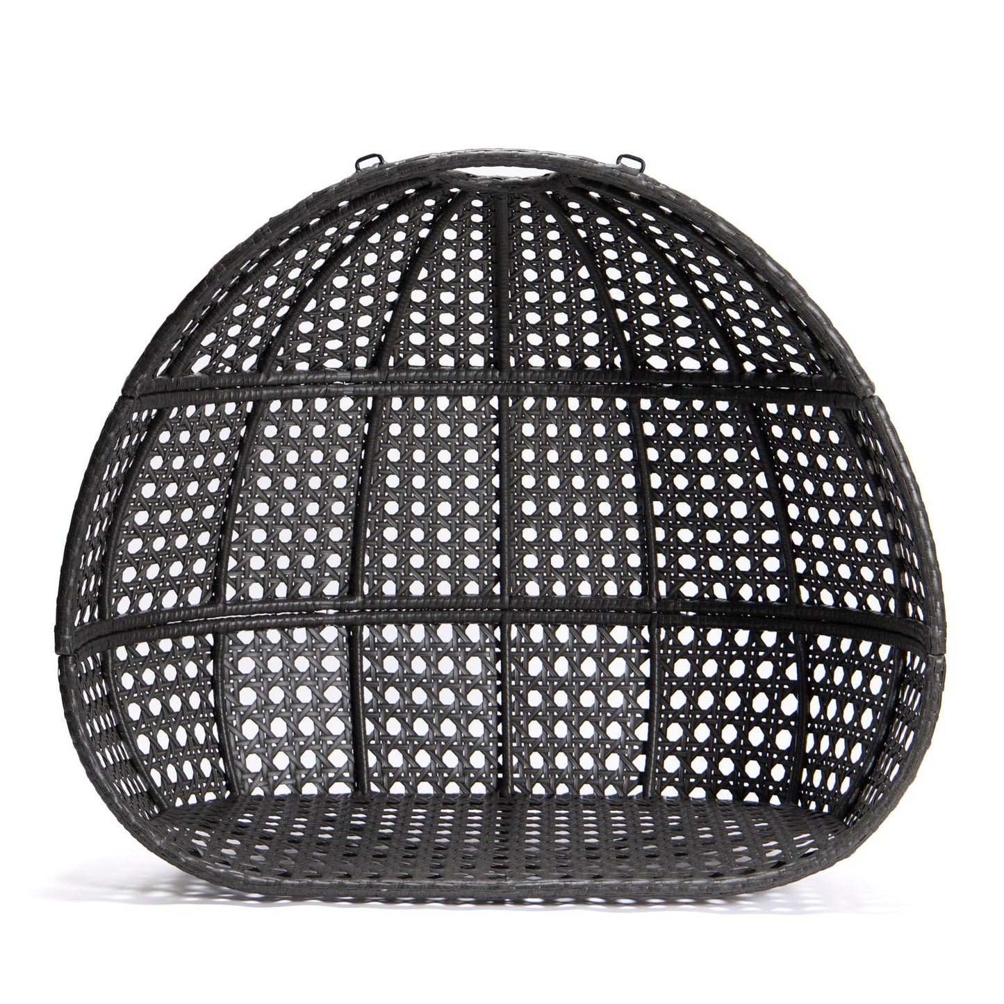 Wicker Hanging Double Egg Charcoal Swing Chair with an Iron Base