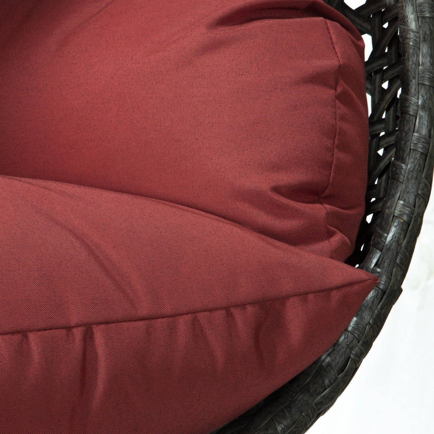 Wicker Hanging Double Egg Charcoal Swing Chair with an Iron Base