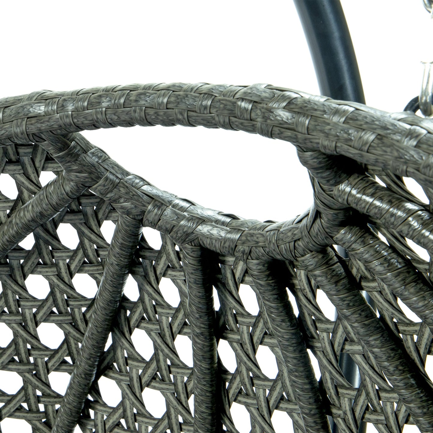 Wicker Hanging Double Egg Charcoal Swing Chair with an Iron Base