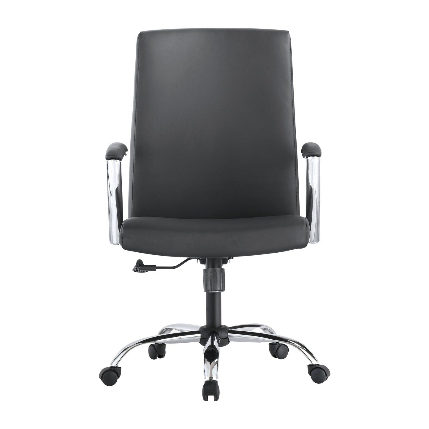 Evander Modern Swivel Office Chair in Faux Leather with Adjustable Height and Silver Frame