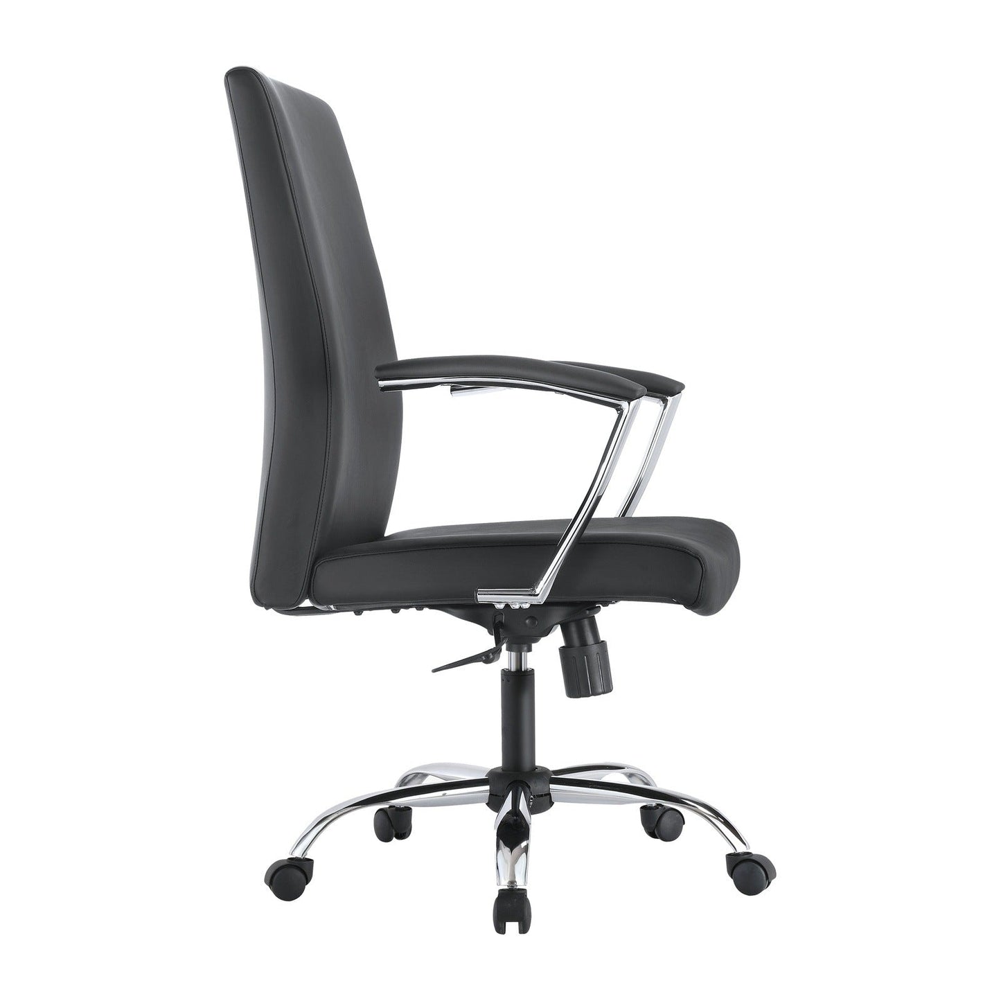 Evander Modern Swivel Office Chair in Faux Leather with Adjustable Height and Silver Frame