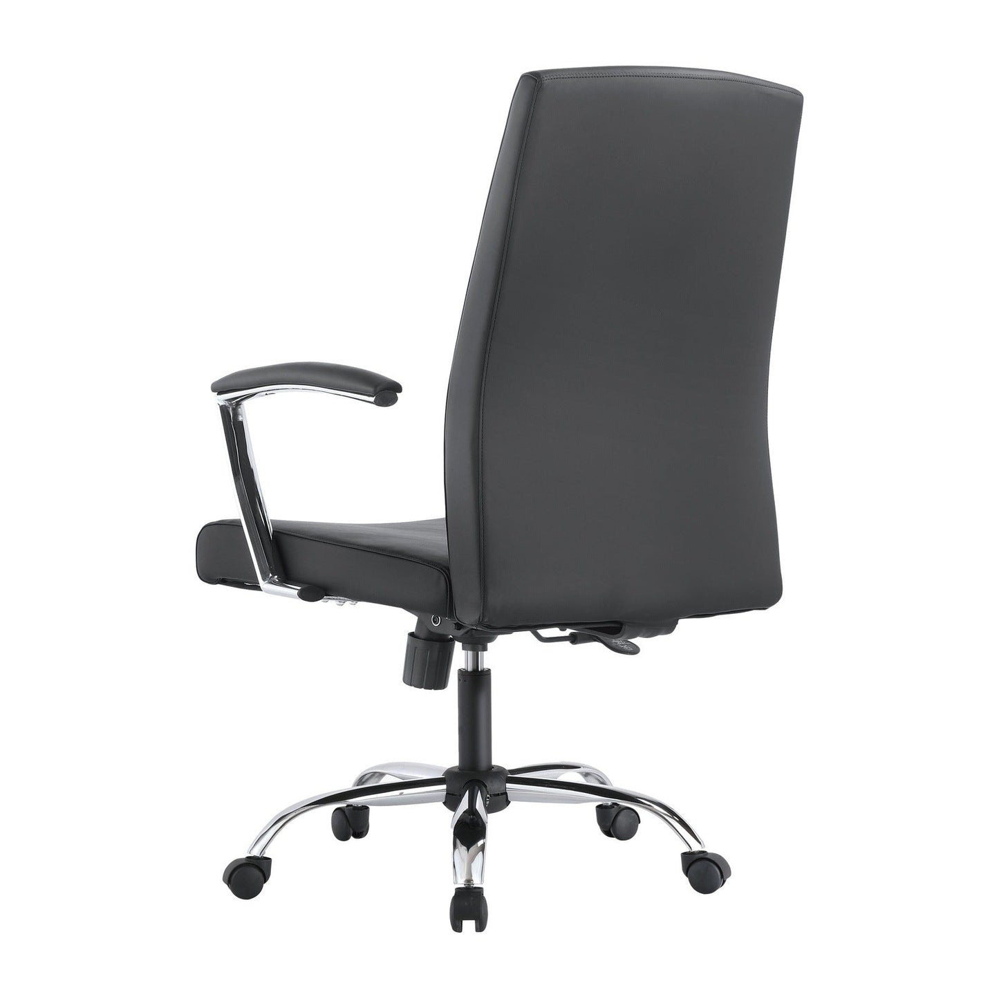 Evander Modern Swivel Office Chair in Faux Leather with Adjustable Height and Silver Frame