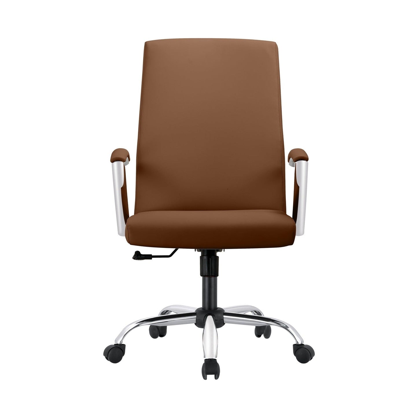 Evander Modern Swivel Office Chair in Faux Leather with Adjustable Height and Silver Frame