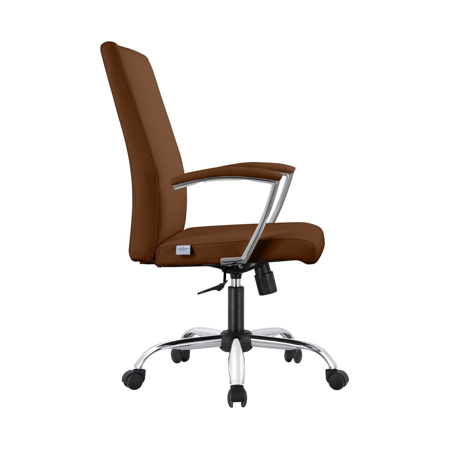 Evander Modern Swivel Office Chair in Faux Leather with Adjustable Height and Silver Frame