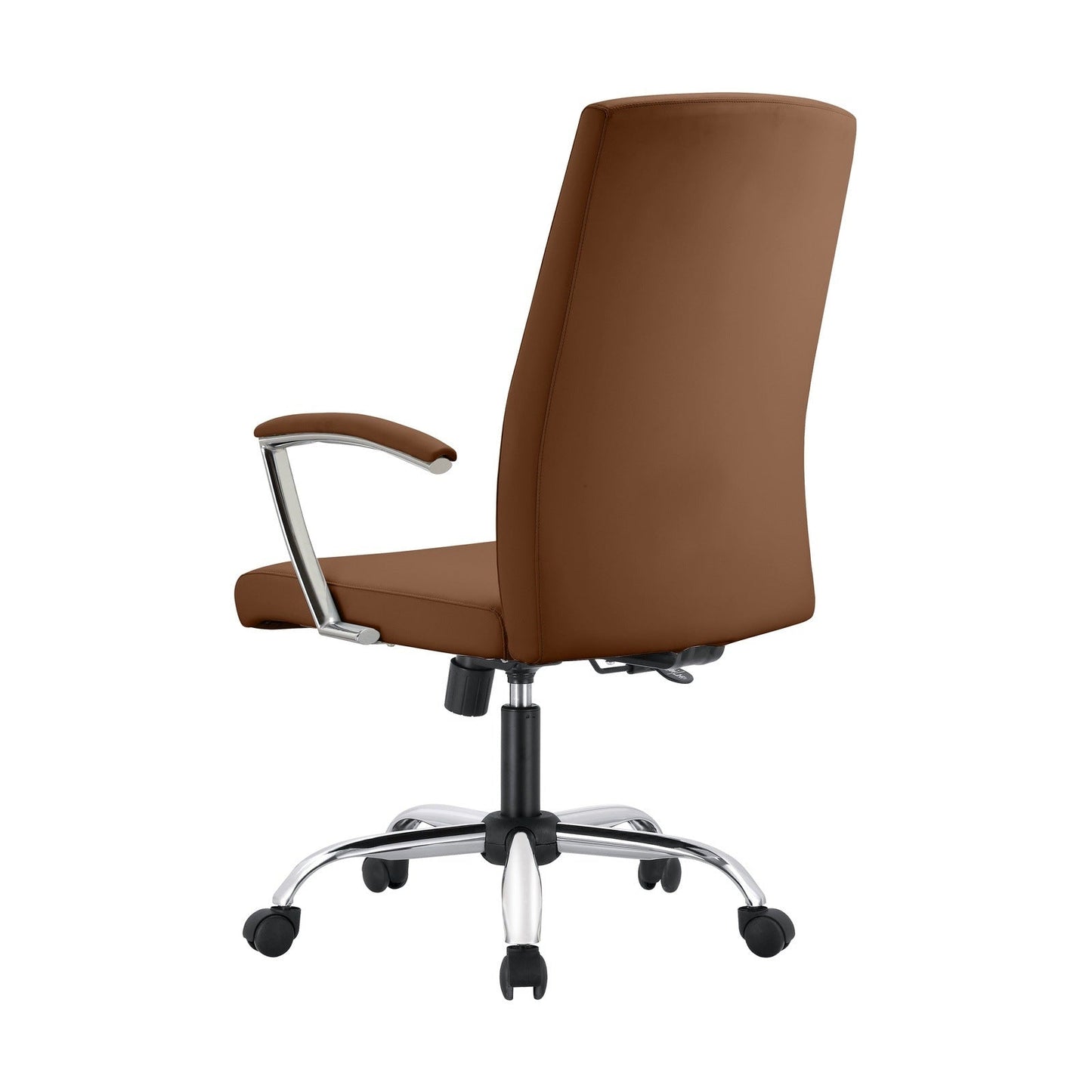 Evander Modern Swivel Office Chair in Faux Leather with Adjustable Height and Silver Frame