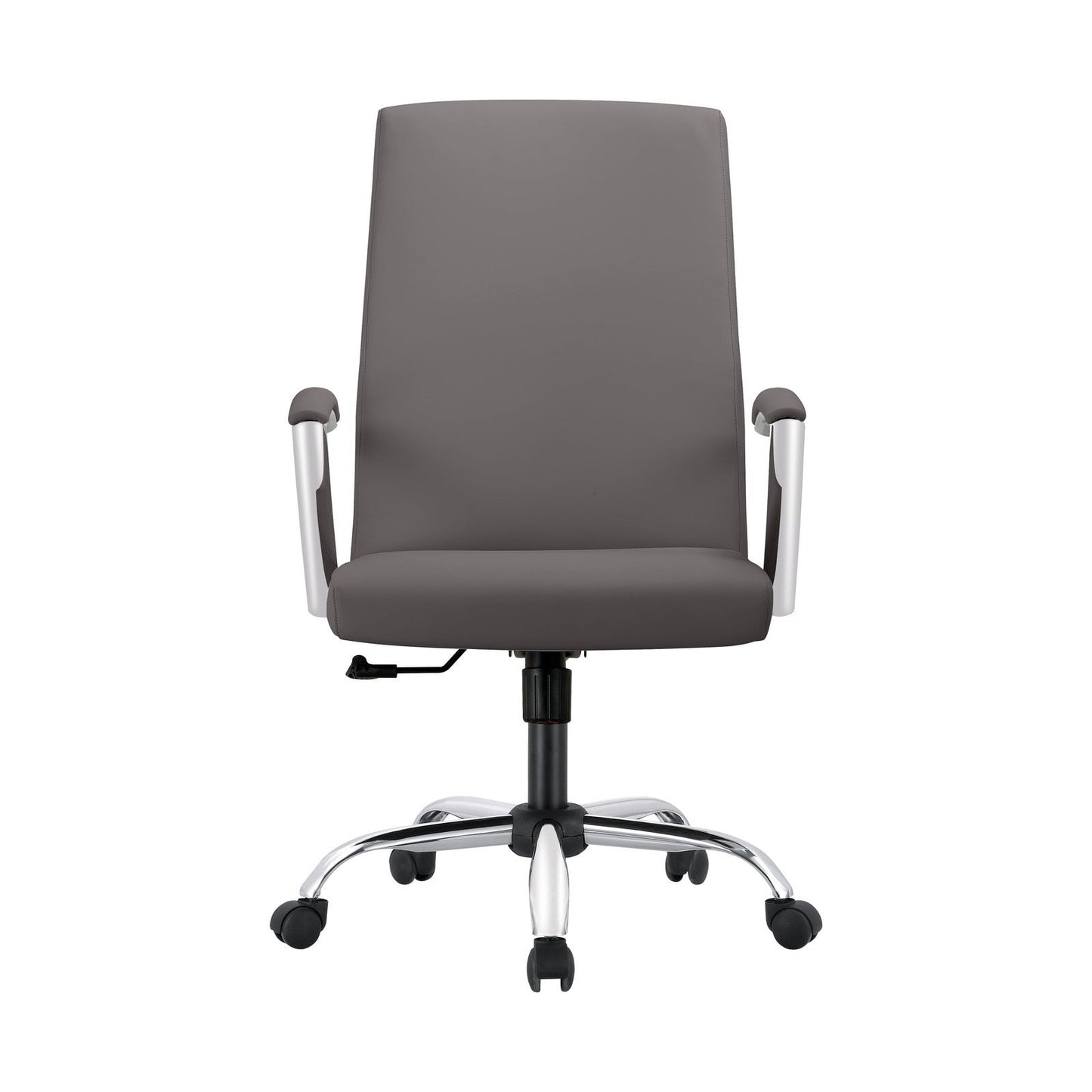 Evander Modern Swivel Office Chair in Faux Leather with Adjustable Height and Silver Frame