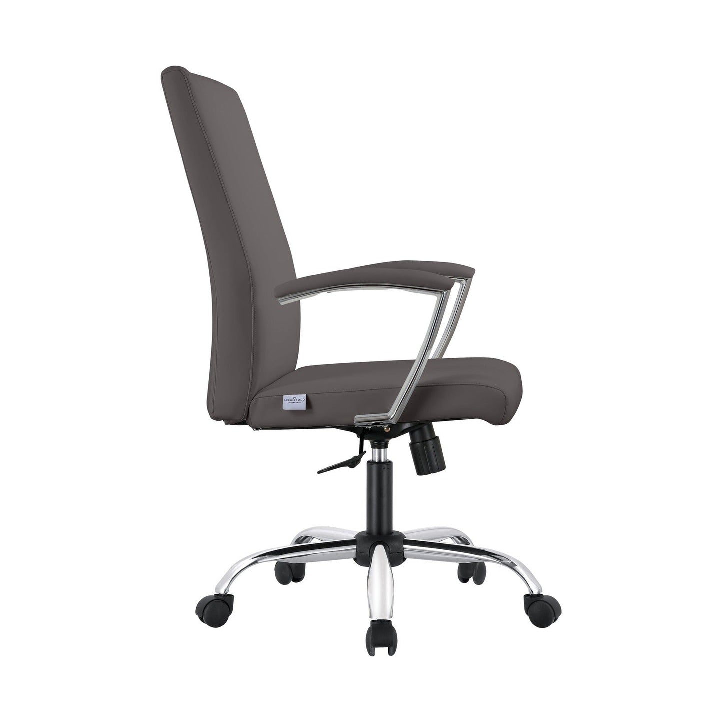 Evander Modern Swivel Office Chair in Faux Leather with Adjustable Height and Silver Frame