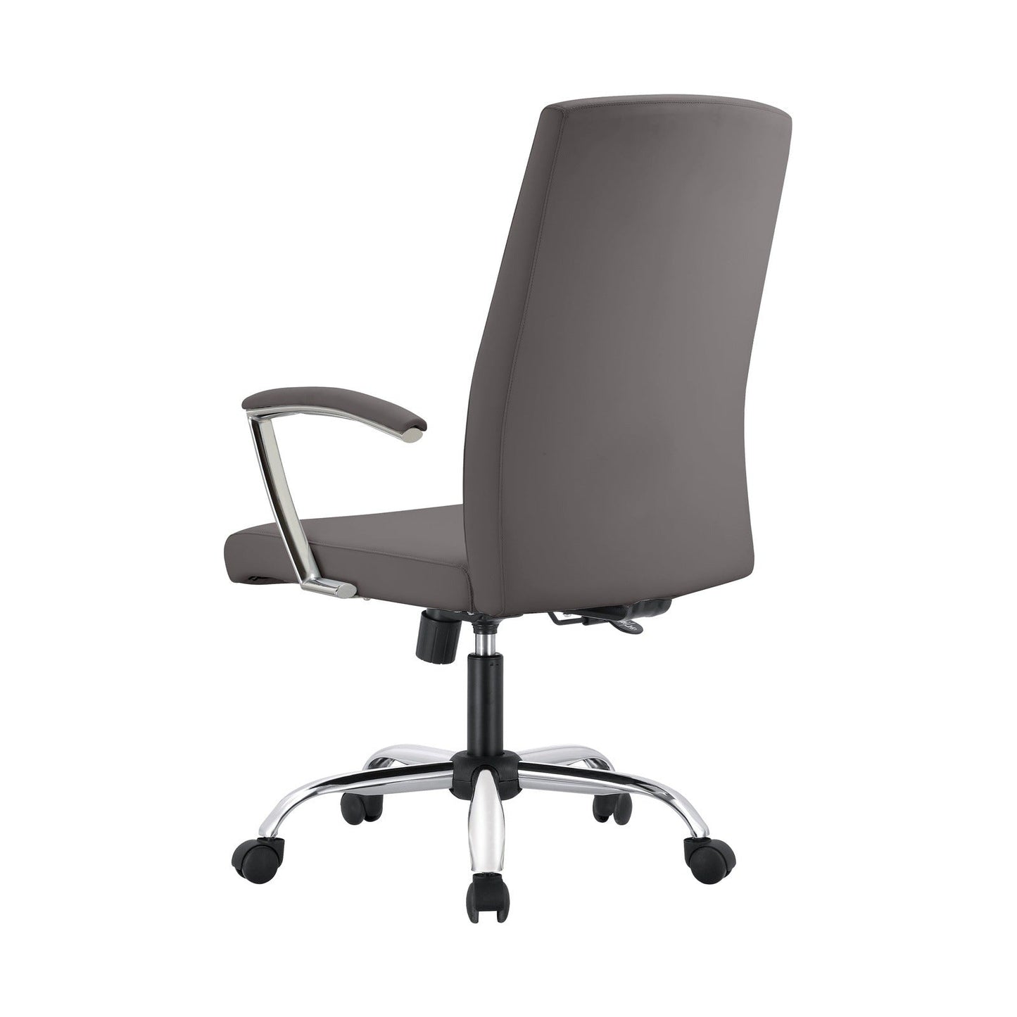 Evander Modern Swivel Office Chair in Faux Leather with Adjustable Height and Silver Frame
