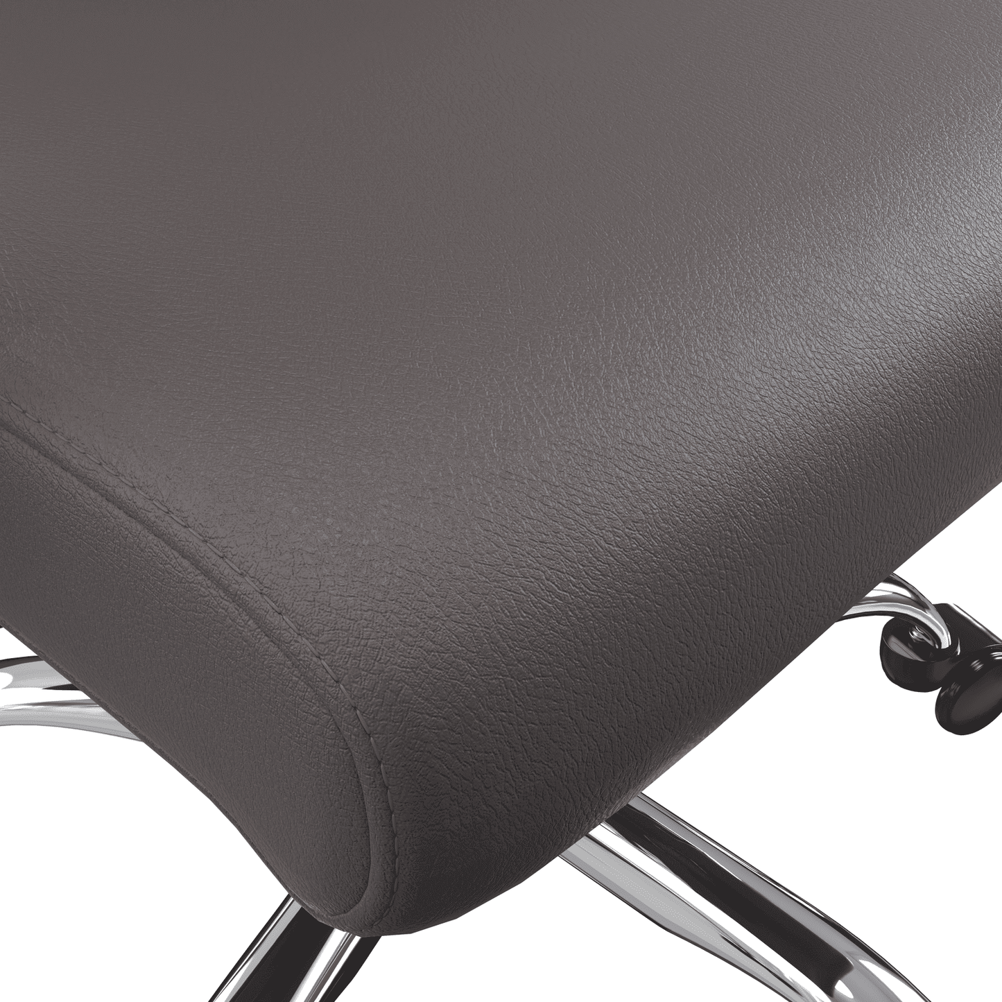 Evander Modern Swivel Office Chair in Faux Leather with Adjustable Height and Silver Frame