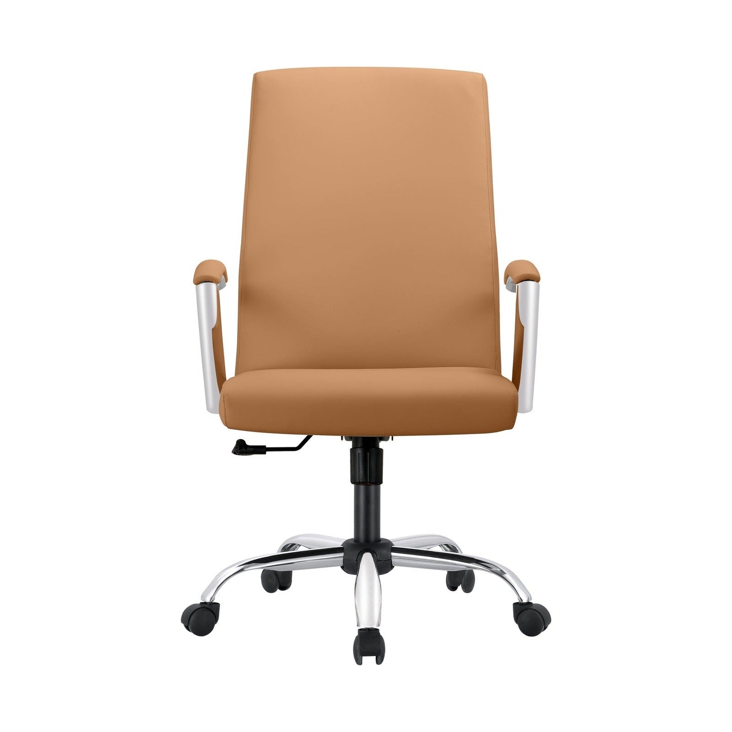 Evander Modern Swivel Office Chair in Faux Leather with Adjustable Height and Silver Frame