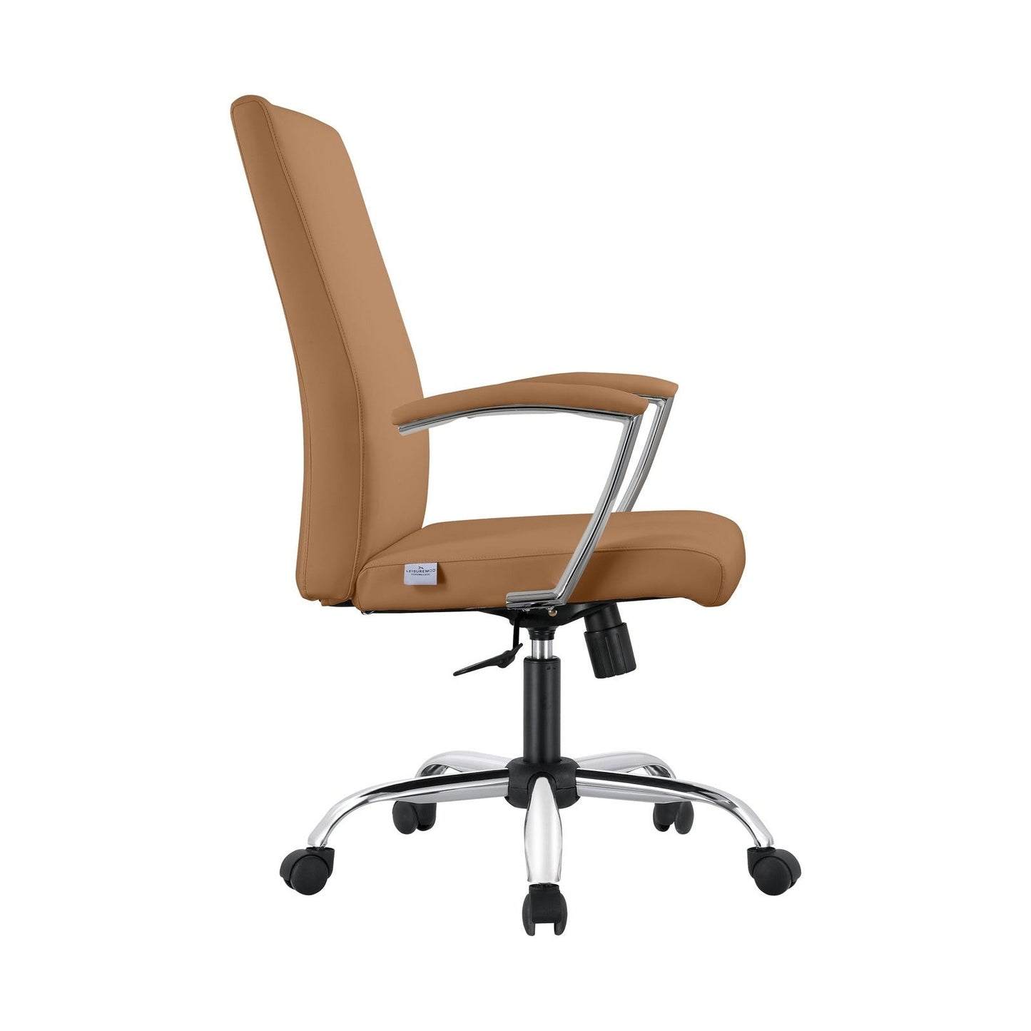 Evander Modern Swivel Office Chair in Faux Leather with Adjustable Height and Silver Frame