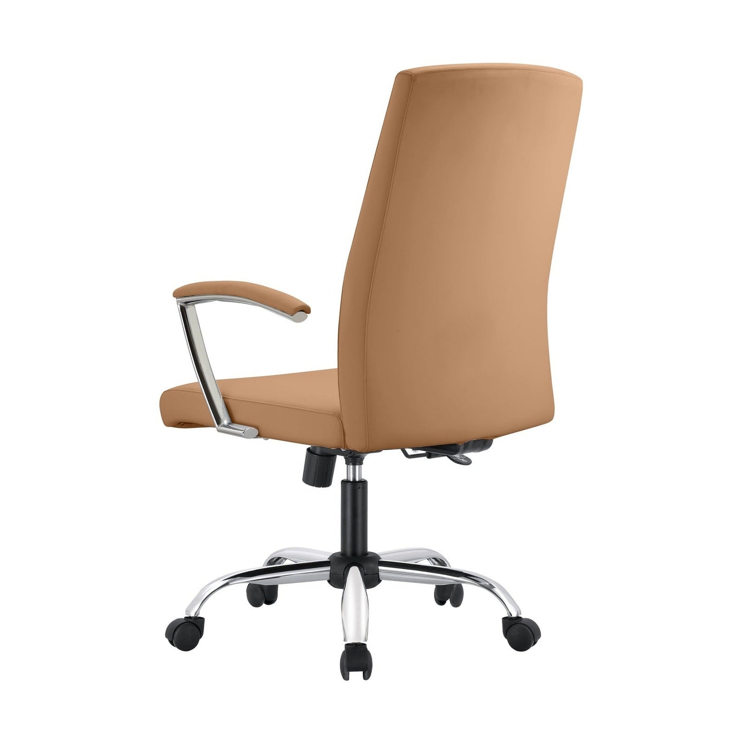 Evander Modern Swivel Office Chair in Faux Leather with Adjustable Height and Silver Frame