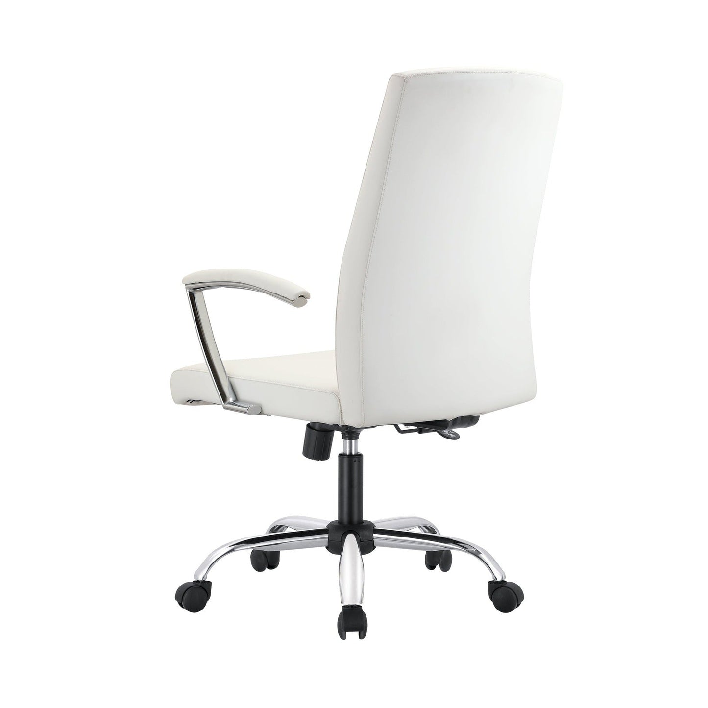Evander Modern Swivel Office Chair in Faux Leather with Adjustable Height and Silver Frame