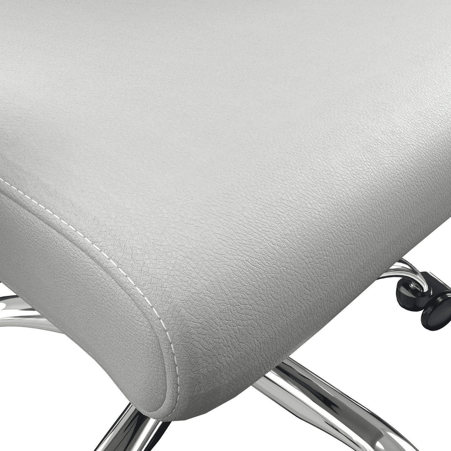 Evander Modern Swivel Office Chair in Faux Leather with Adjustable Height and Silver Frame