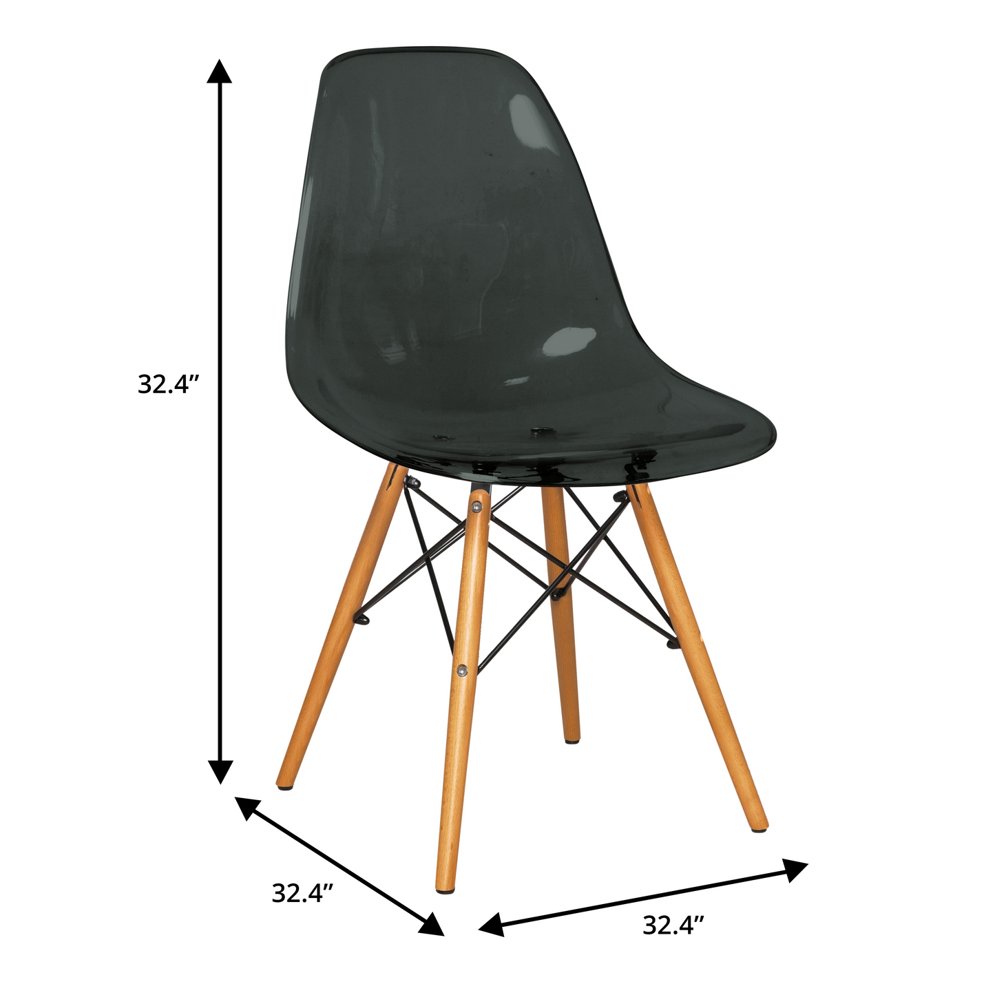Cresco Modern Dining Chair Molded Side Chair with Wooden Base