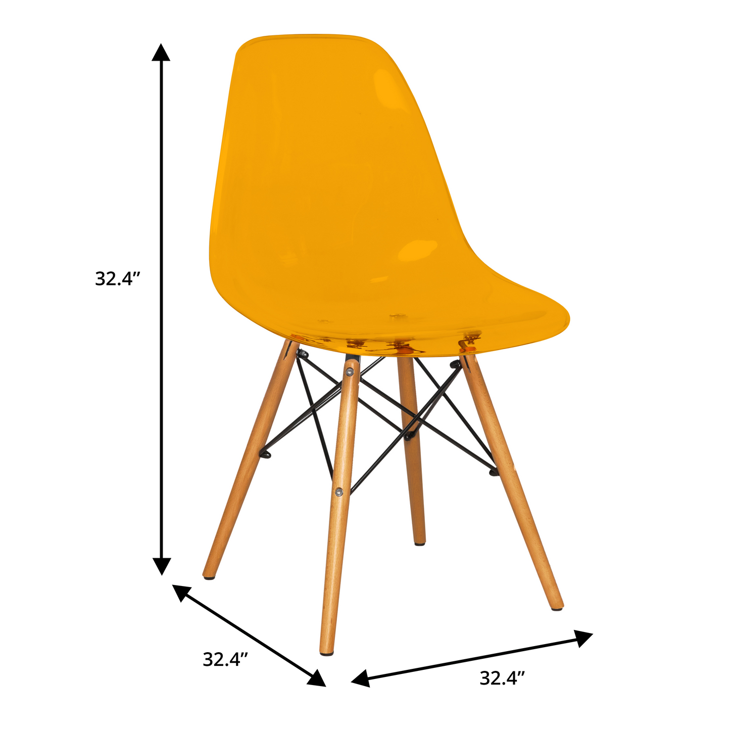 Cresco Modern Dining Chair Molded Side Chair with Wooden Base