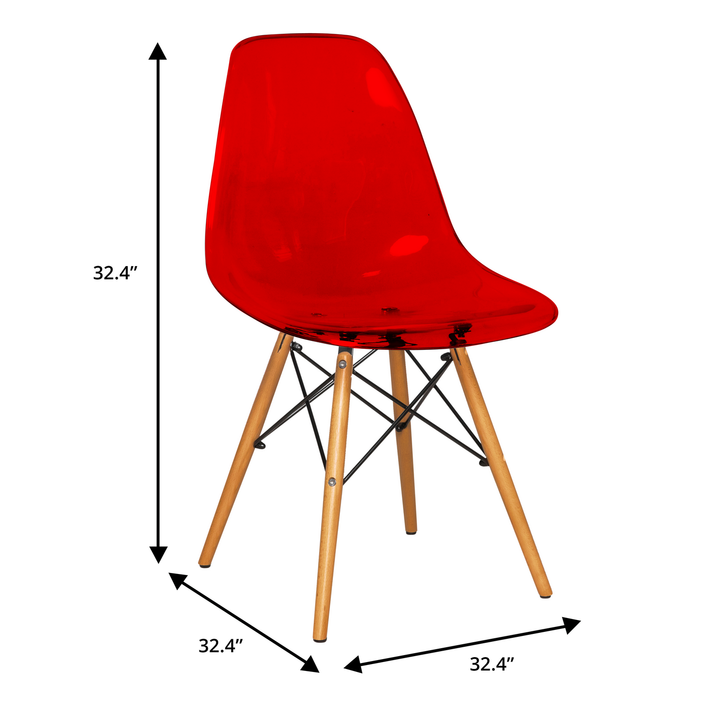 Cresco Modern Dining Chair Molded Side Chair with Wooden Base