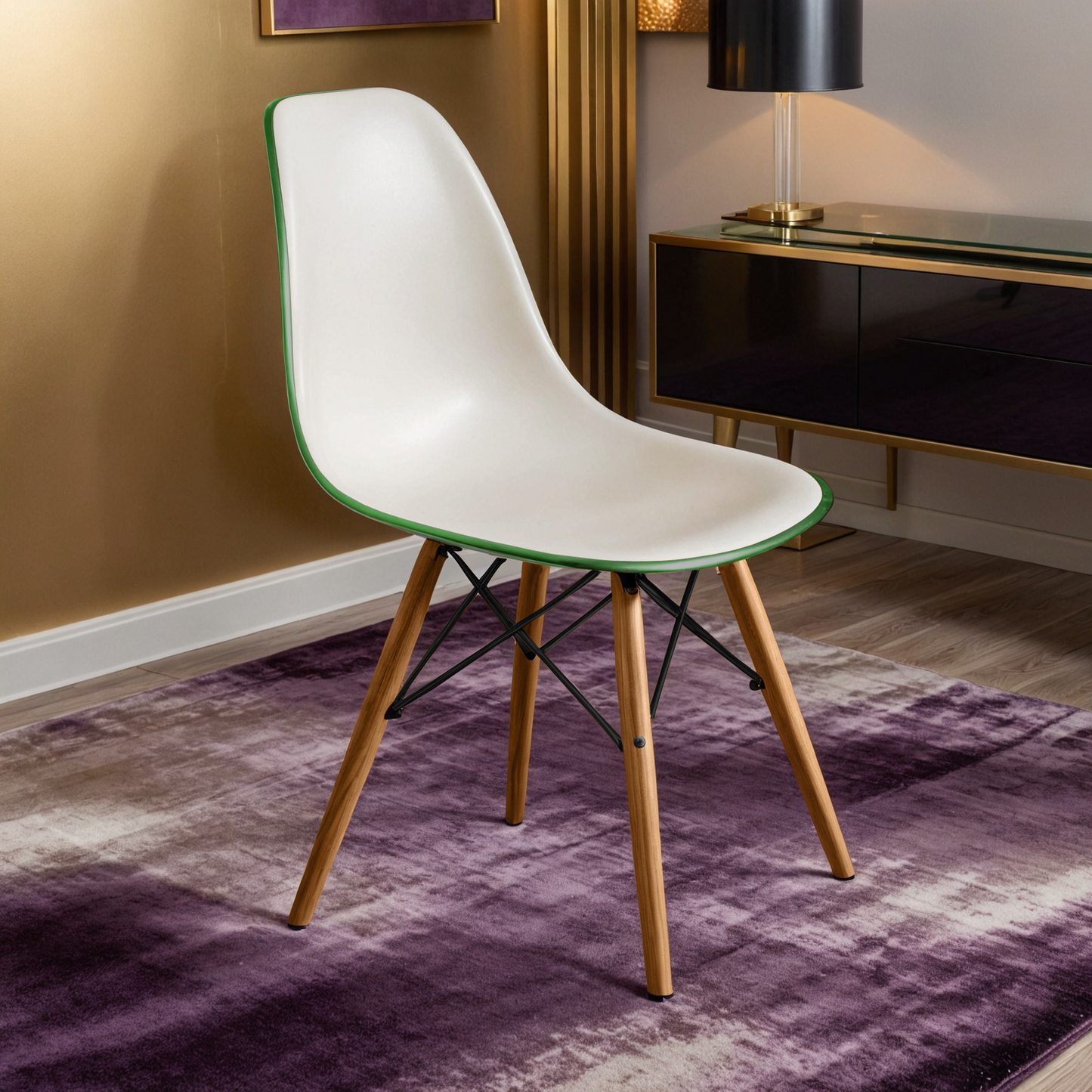 Cresco Modern Dining Chair Molded Side Chair with Wooden Base