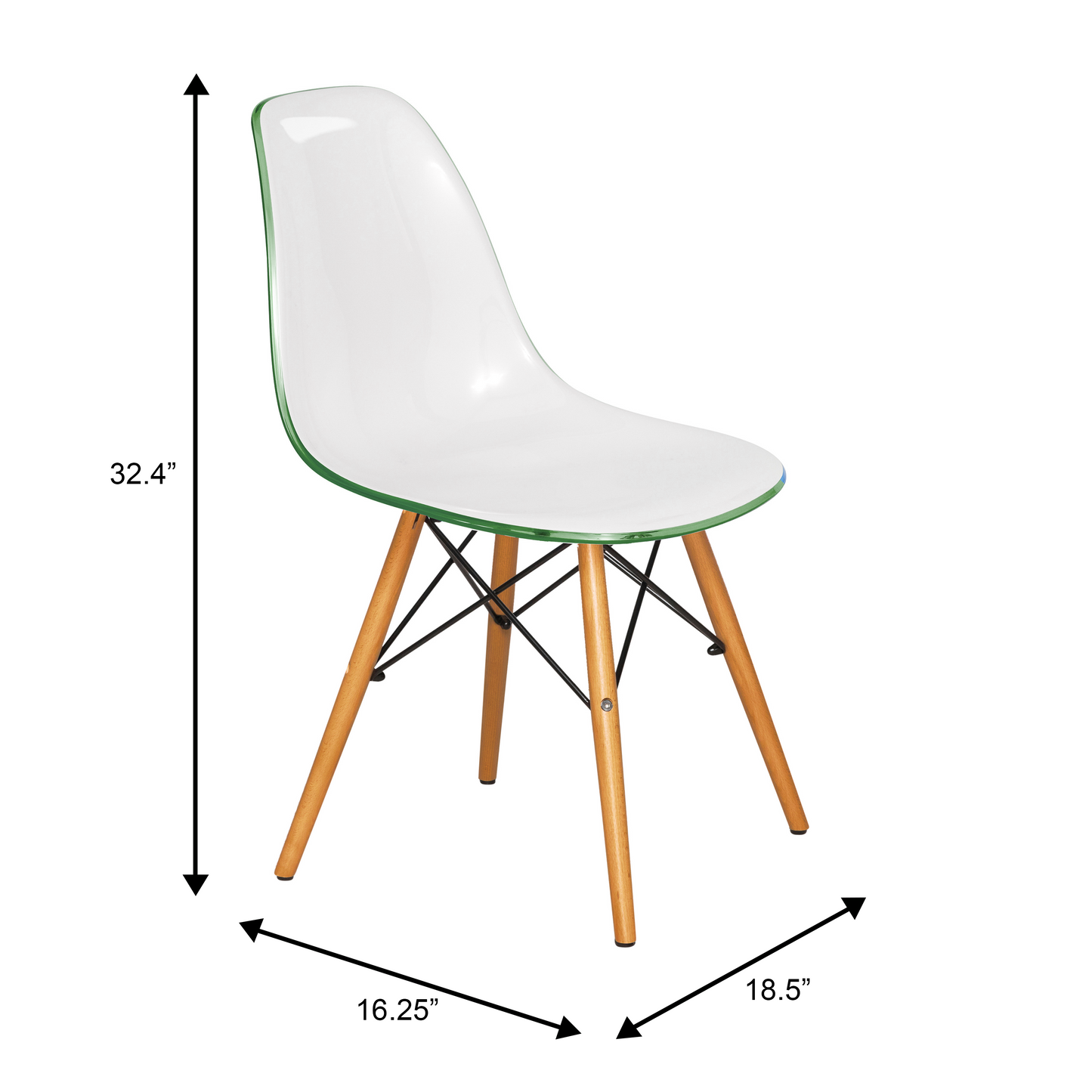 Cresco Modern Dining Chair Molded Side Chair with Wooden Base