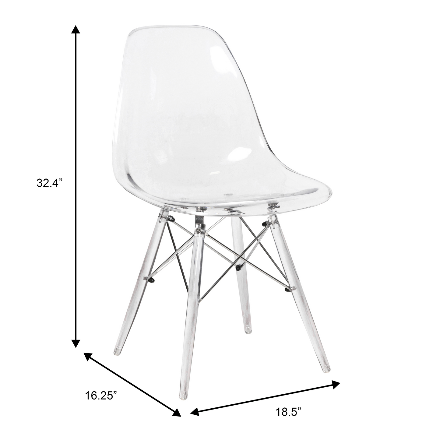 Cresco Modern Dining Chair Molded Side Chair with Acrylic Base