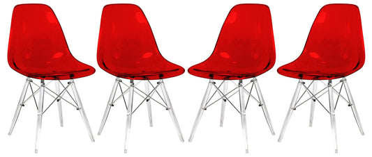 Dover Molded Side Chair with Acrylic Base, Set of 4