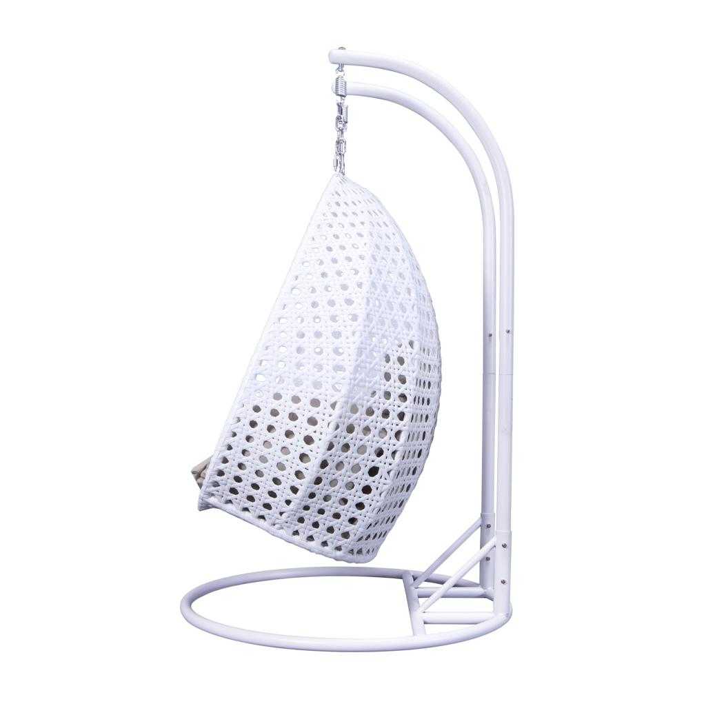 Modern White Wicker Hanging Double Seater Egg Swing Chair