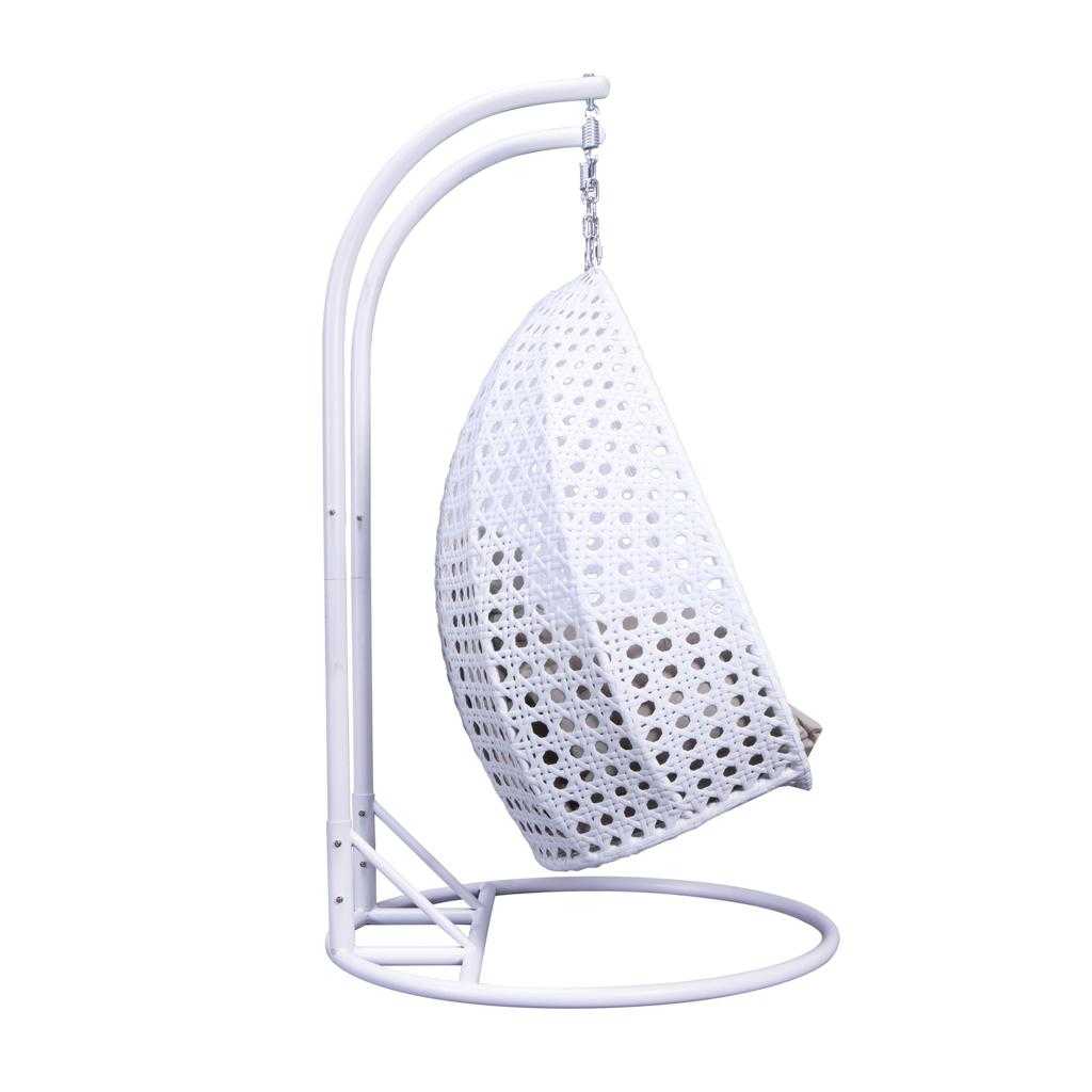 Modern White Wicker Hanging Double Seater Egg Swing Chair