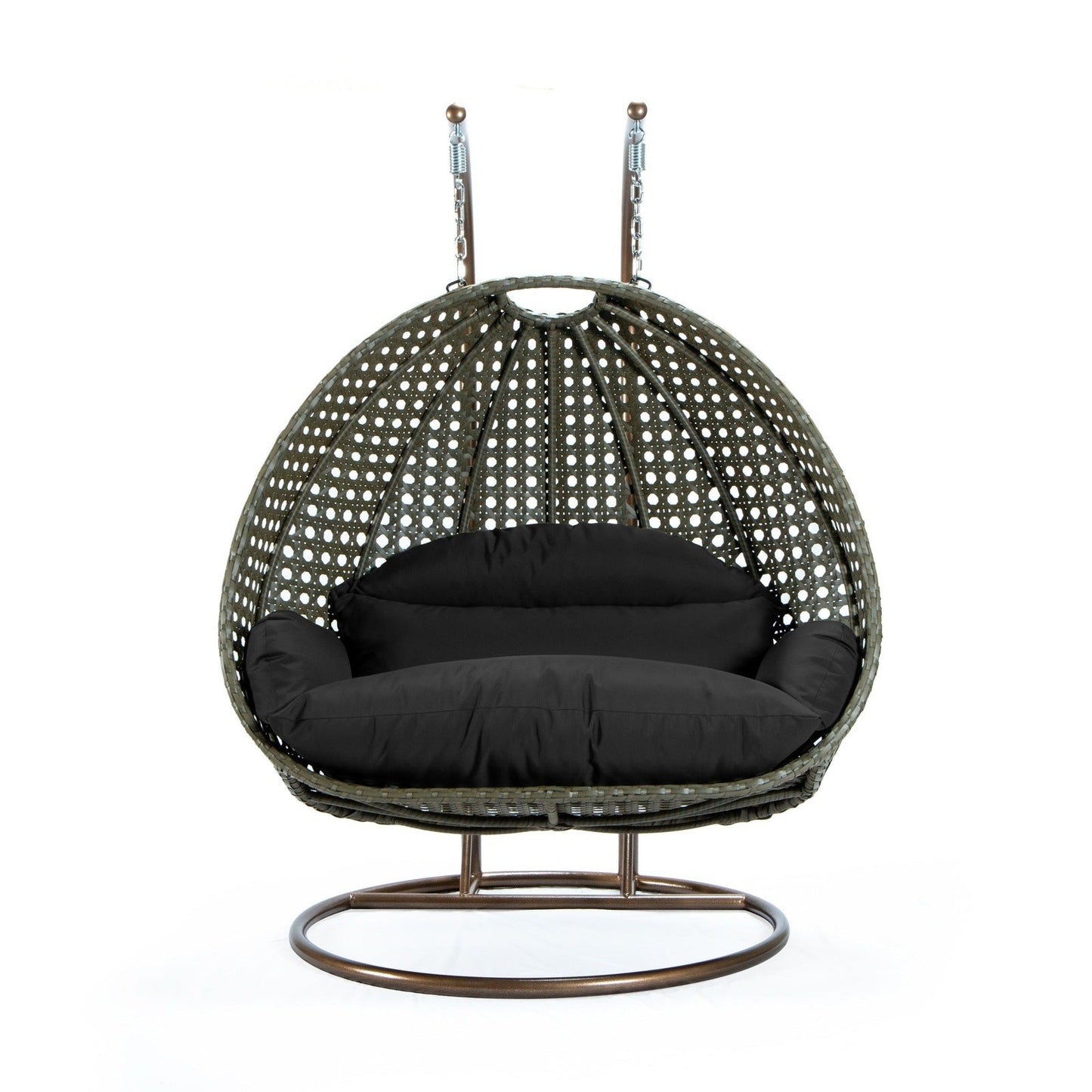 Modern Beige Wicker Hanging Double Seater Egg Swing Chair