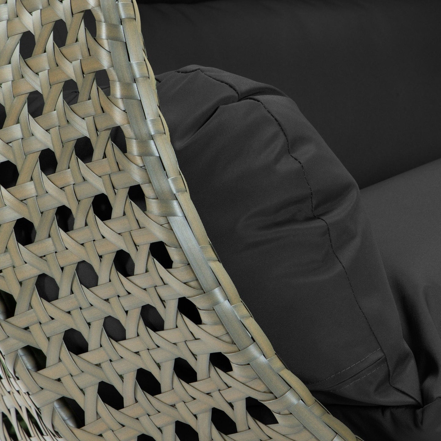 Modern Beige Wicker Hanging Double Seater Egg Swing Chair