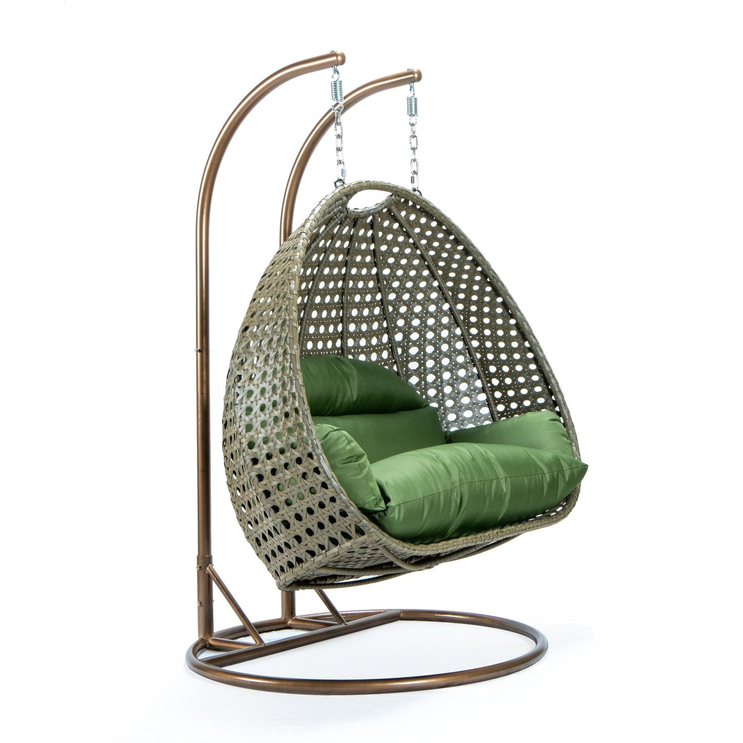 Modern Beige Wicker Hanging Double Seater Egg Swing Chair