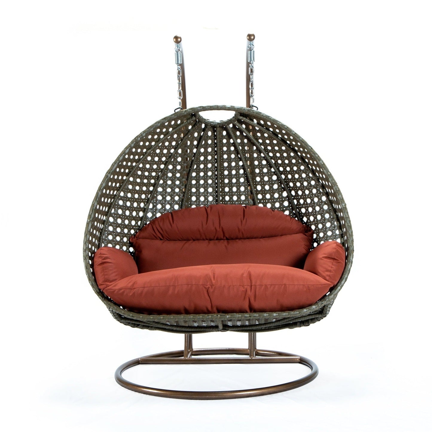 Modern Beige Wicker Hanging Double Seater Egg Swing Chair