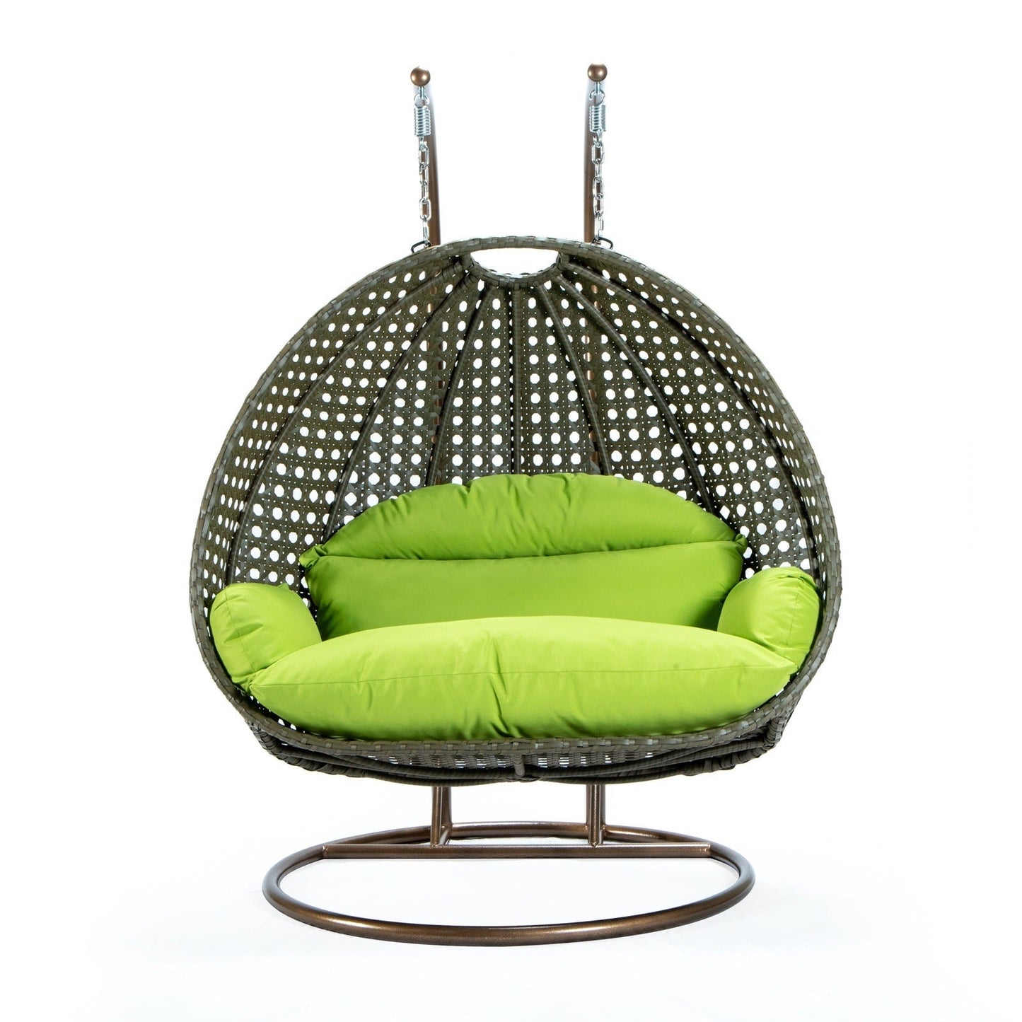 Modern Beige Wicker Hanging Double Seater Egg Swing Chair