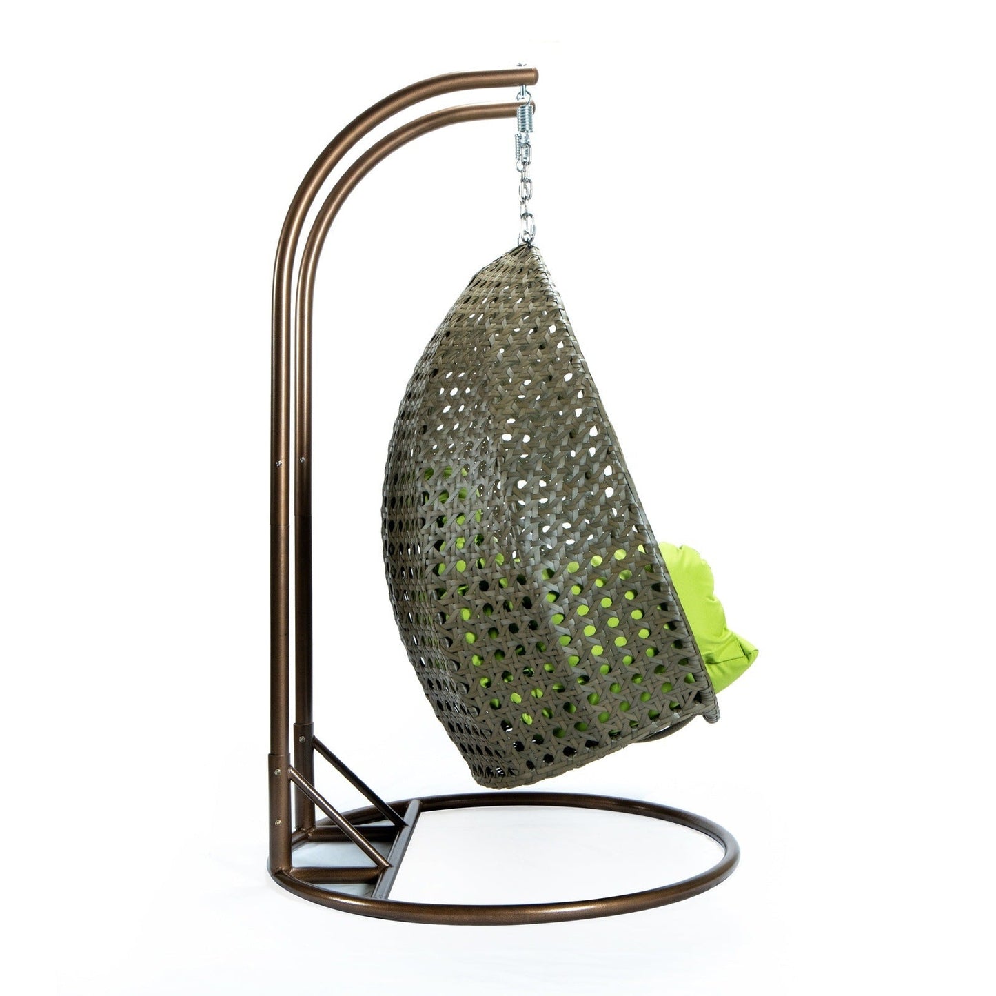 Modern Beige Wicker Hanging Double Seater Egg Swing Chair