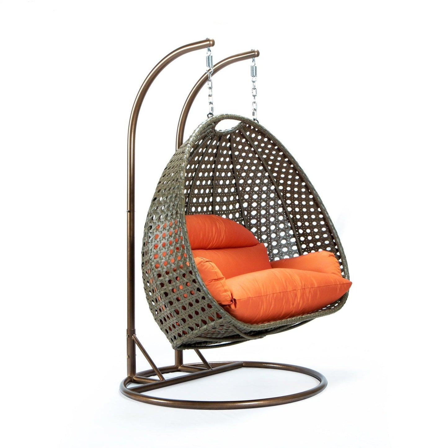Modern Beige Wicker Hanging Double Seater Egg Swing Chair