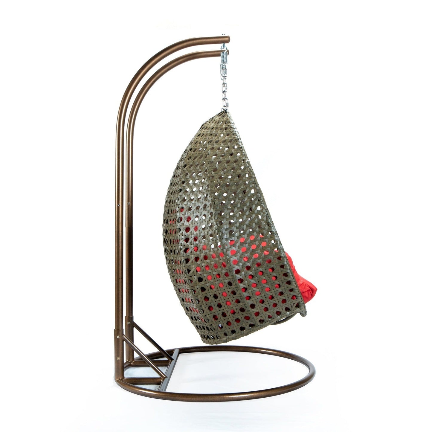 Modern Beige Wicker Hanging Double Seater Egg Swing Chair