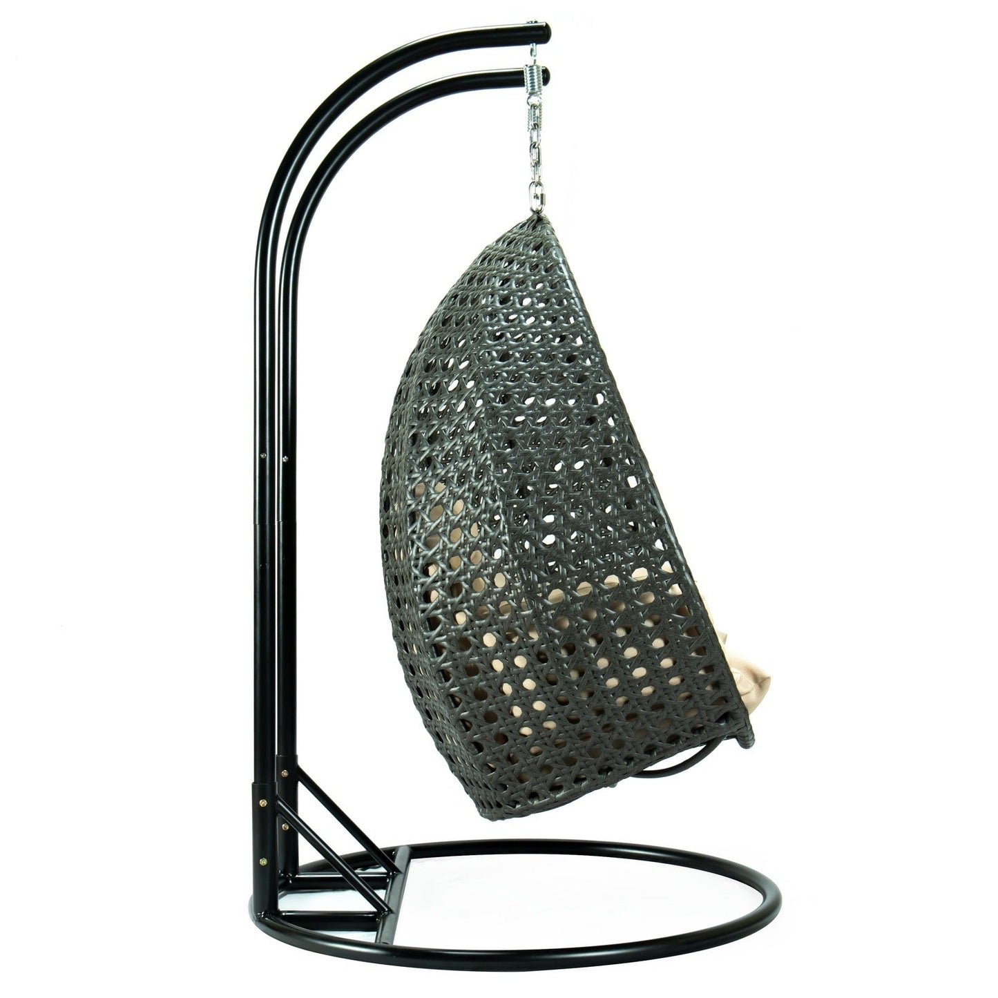 Modern Charcoal Wicker Hanging Double Seater Egg Swing Chair