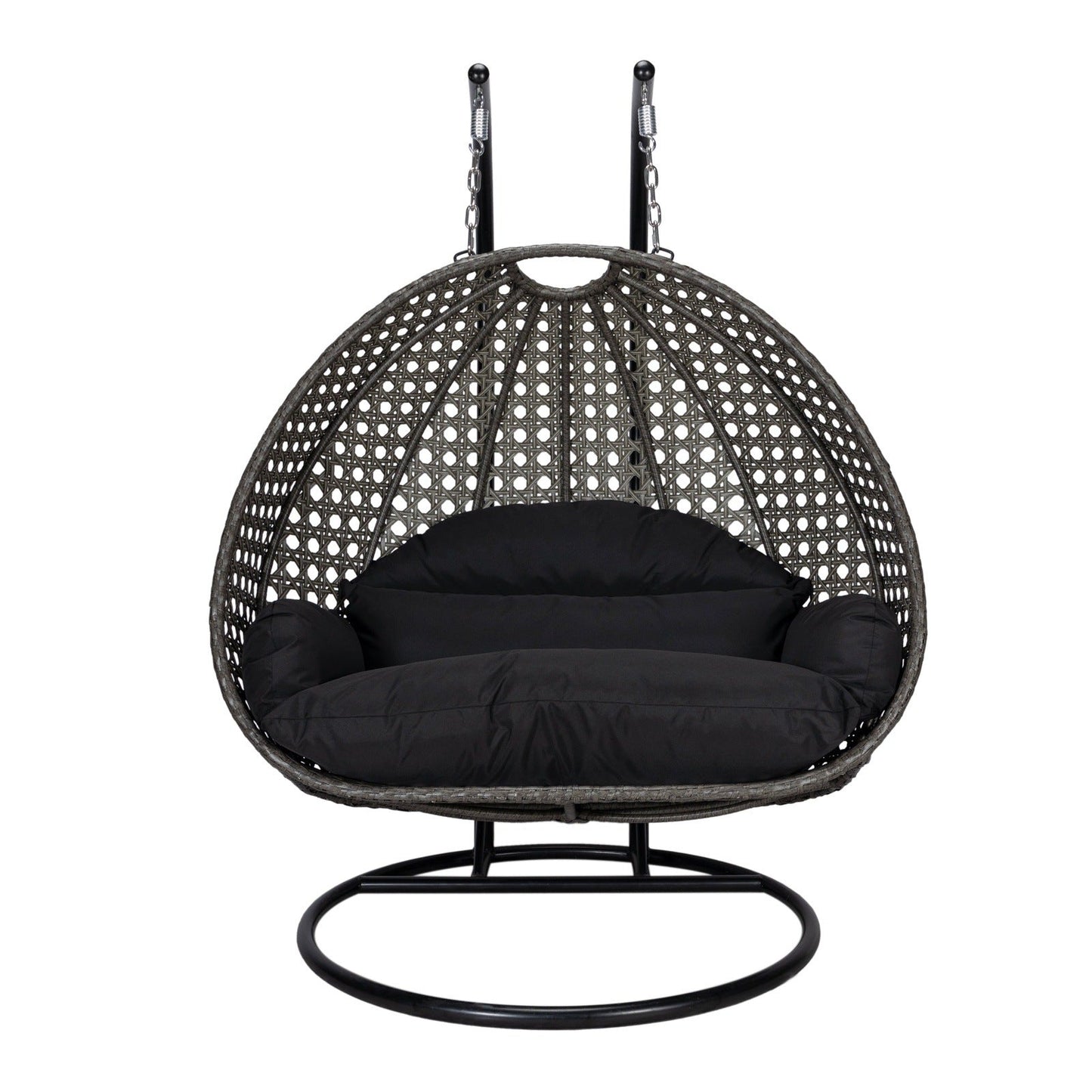 Modern Charcoal Wicker Hanging Double Seater Egg Swing Chair