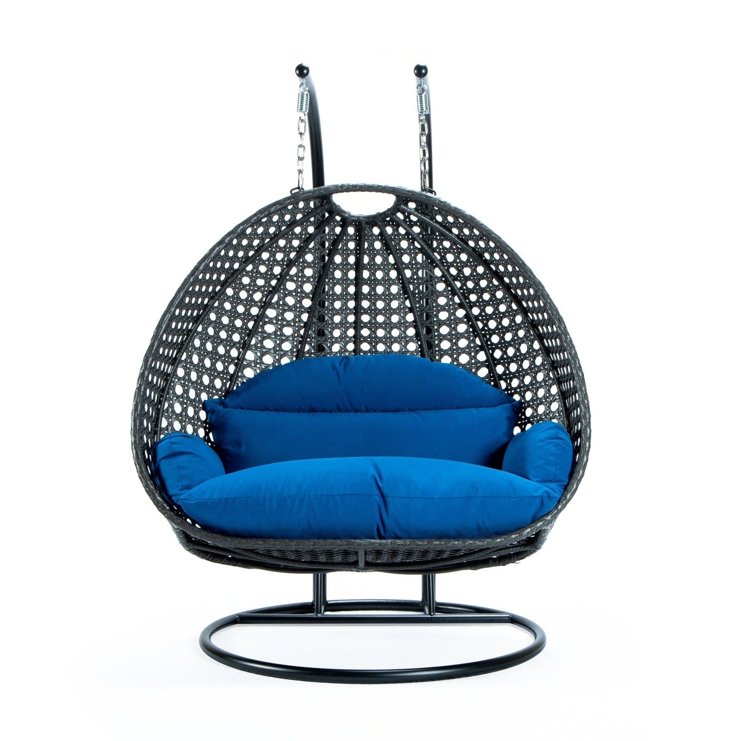 Modern Charcoal Wicker Hanging Double Seater Egg Swing Chair