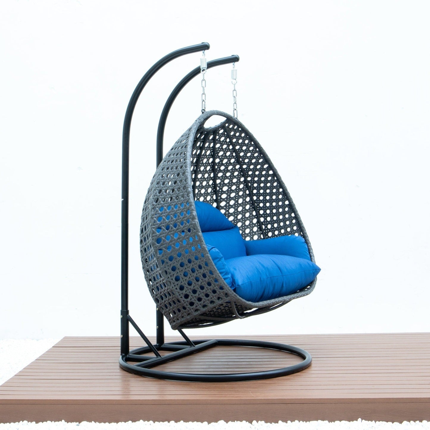 Modern Charcoal Wicker Hanging Double Seater Egg Swing Chair