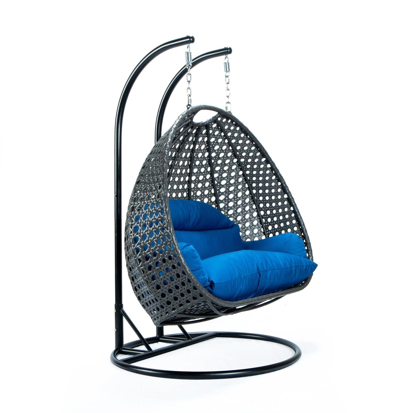 Modern Charcoal Wicker Hanging Double Seater Egg Swing Chair