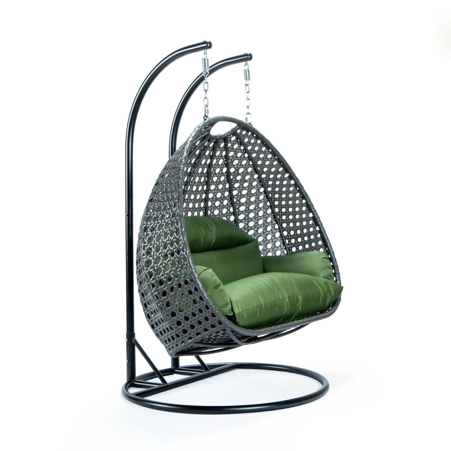 Modern Charcoal Wicker Hanging Double Seater Egg Swing Chair