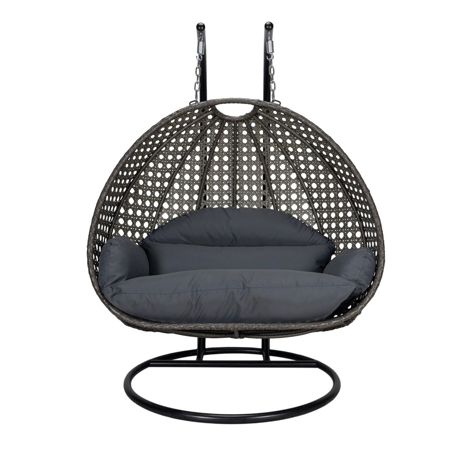 Modern Charcoal Wicker Hanging Double Seater Egg Swing Chair