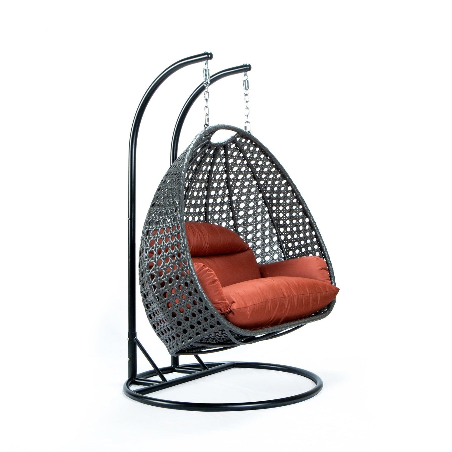 Modern Charcoal Wicker Hanging Double Seater Egg Swing Chair