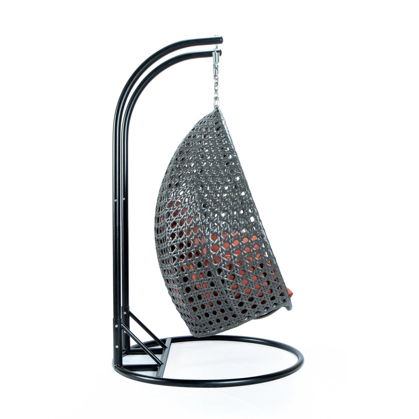 Modern Charcoal Wicker Hanging Double Seater Egg Swing Chair
