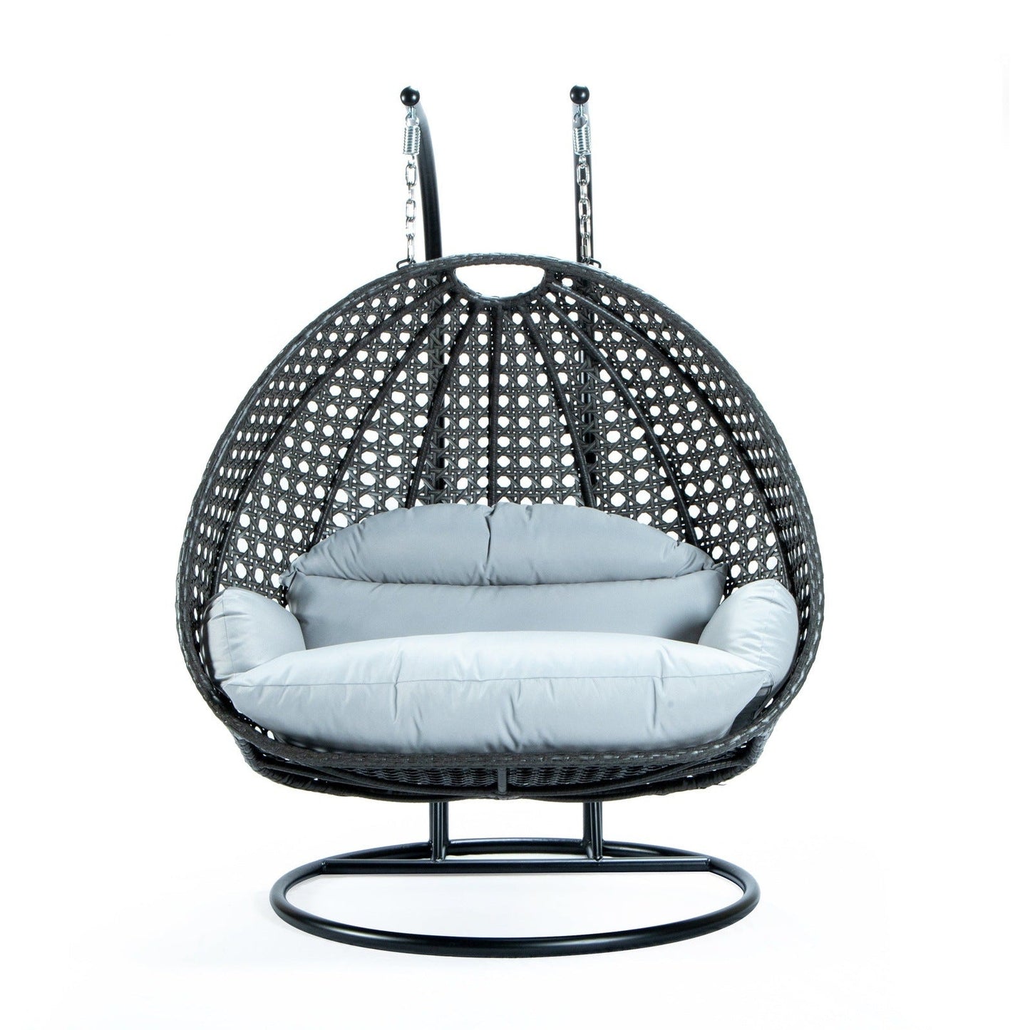Modern Charcoal Wicker Hanging Double Seater Egg Swing Chair