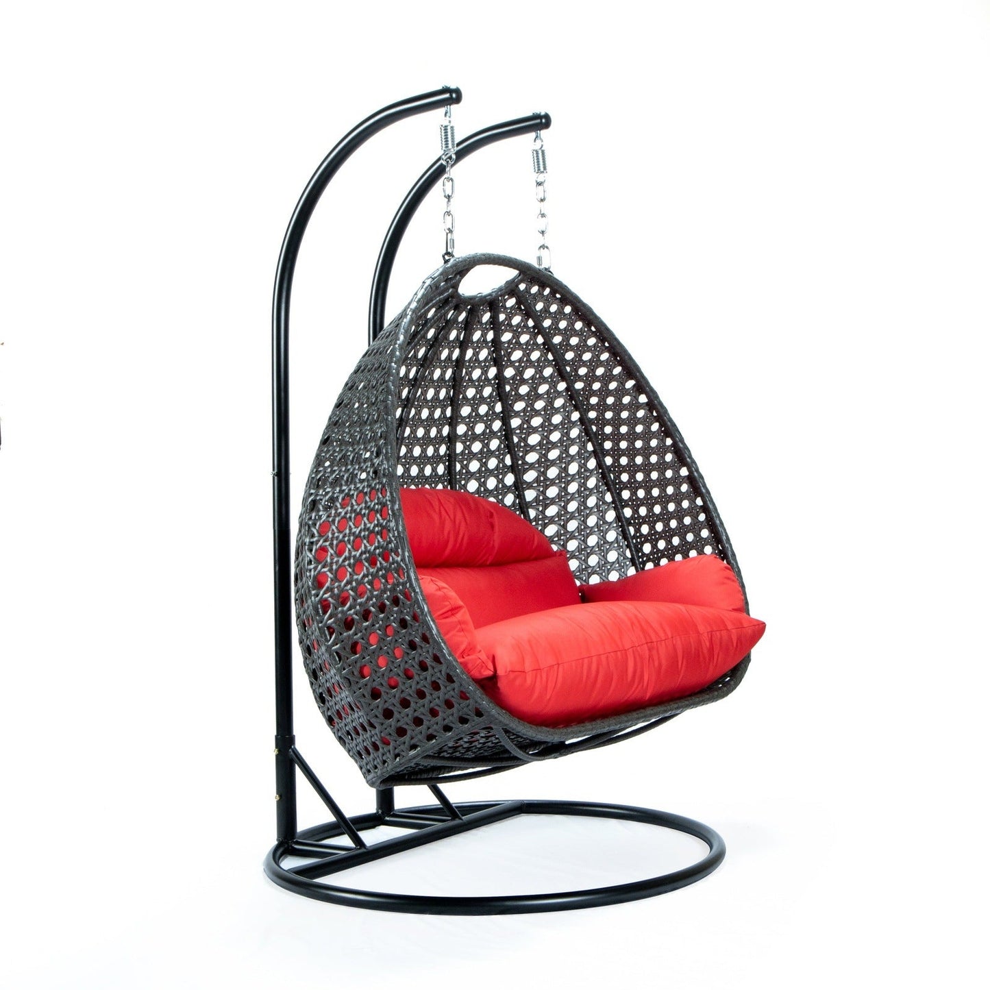 Modern Charcoal Wicker Hanging Double Seater Egg Swing Chair