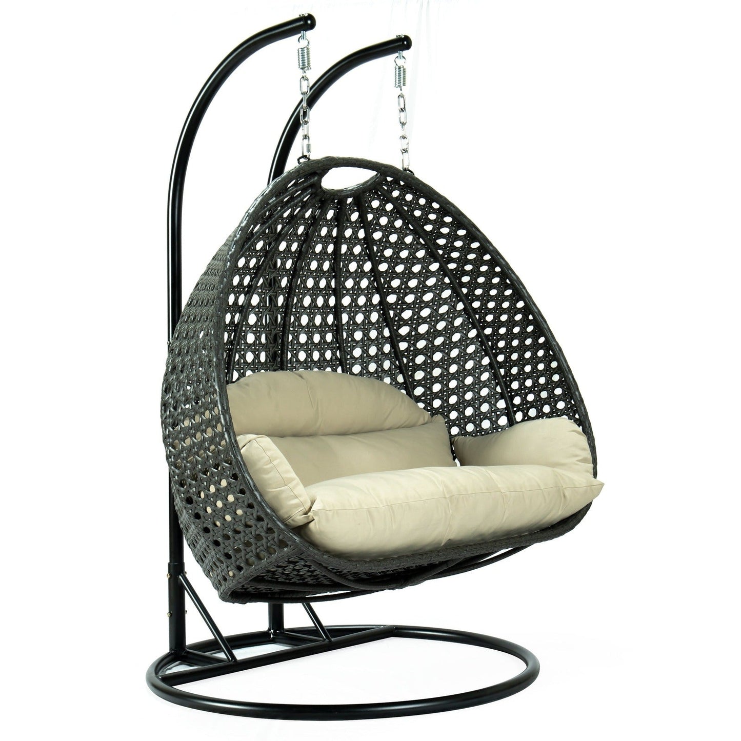 Modern Charcoal Wicker Hanging Double Seater Egg Swing Chair