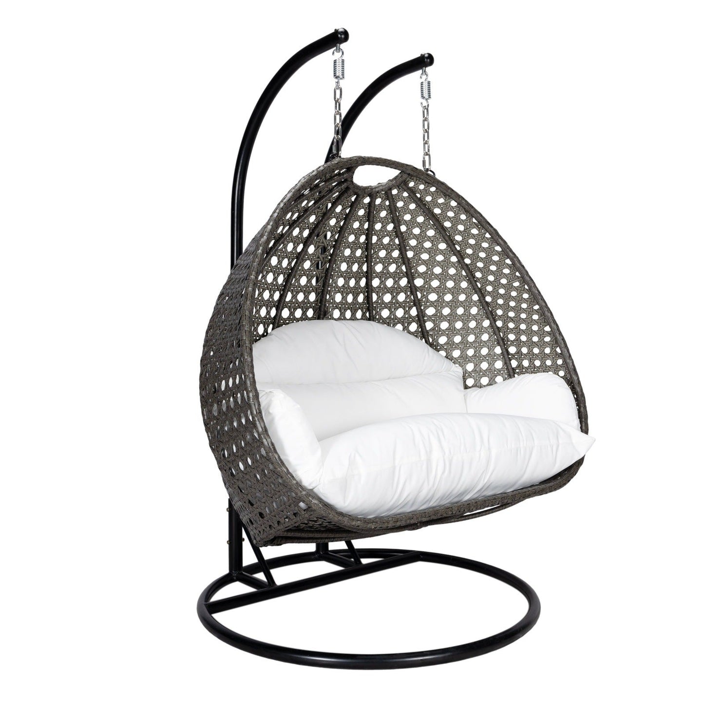 Modern Charcoal Wicker Hanging Double Seater Egg Swing Chair