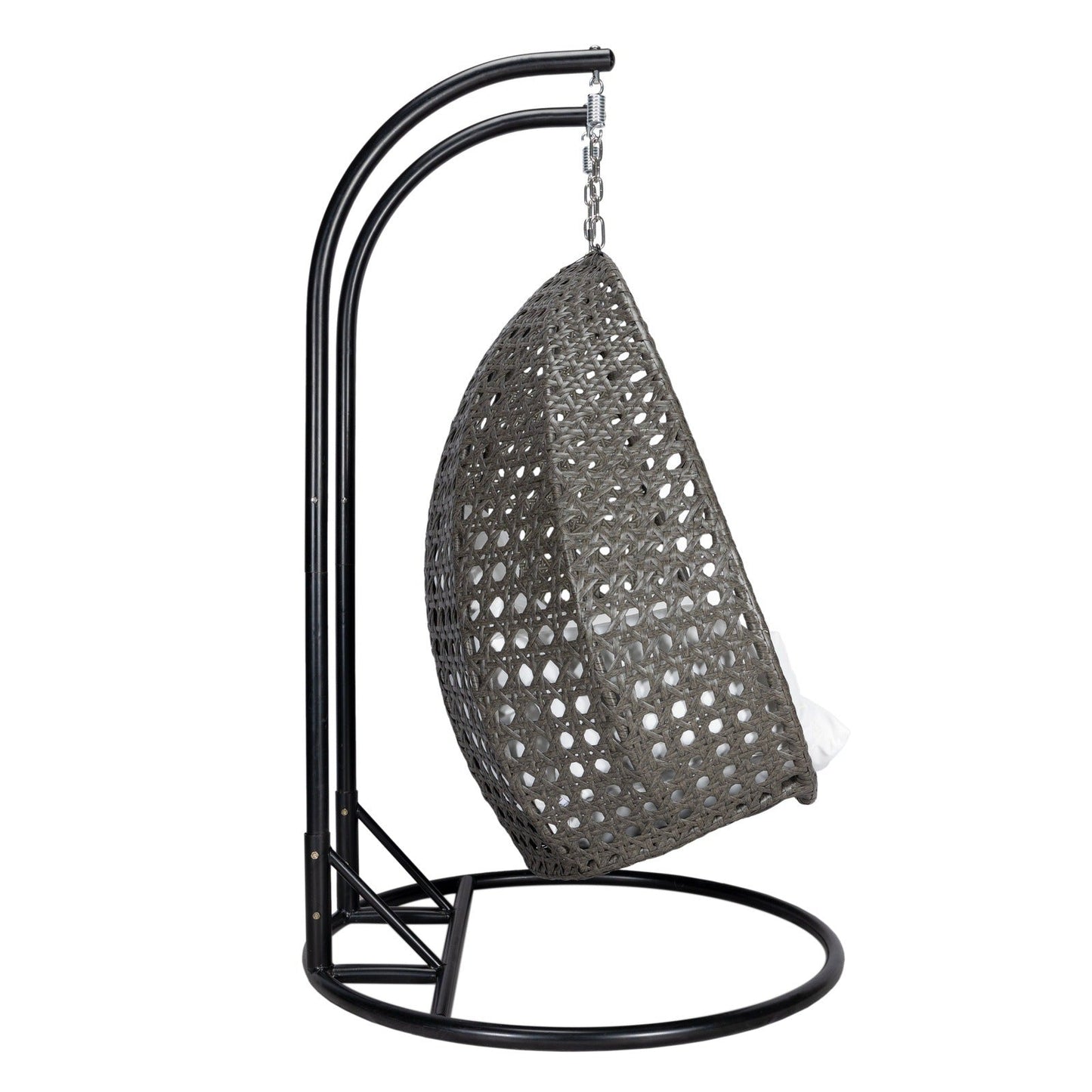 Modern Charcoal Wicker Hanging Double Seater Egg Swing Chair